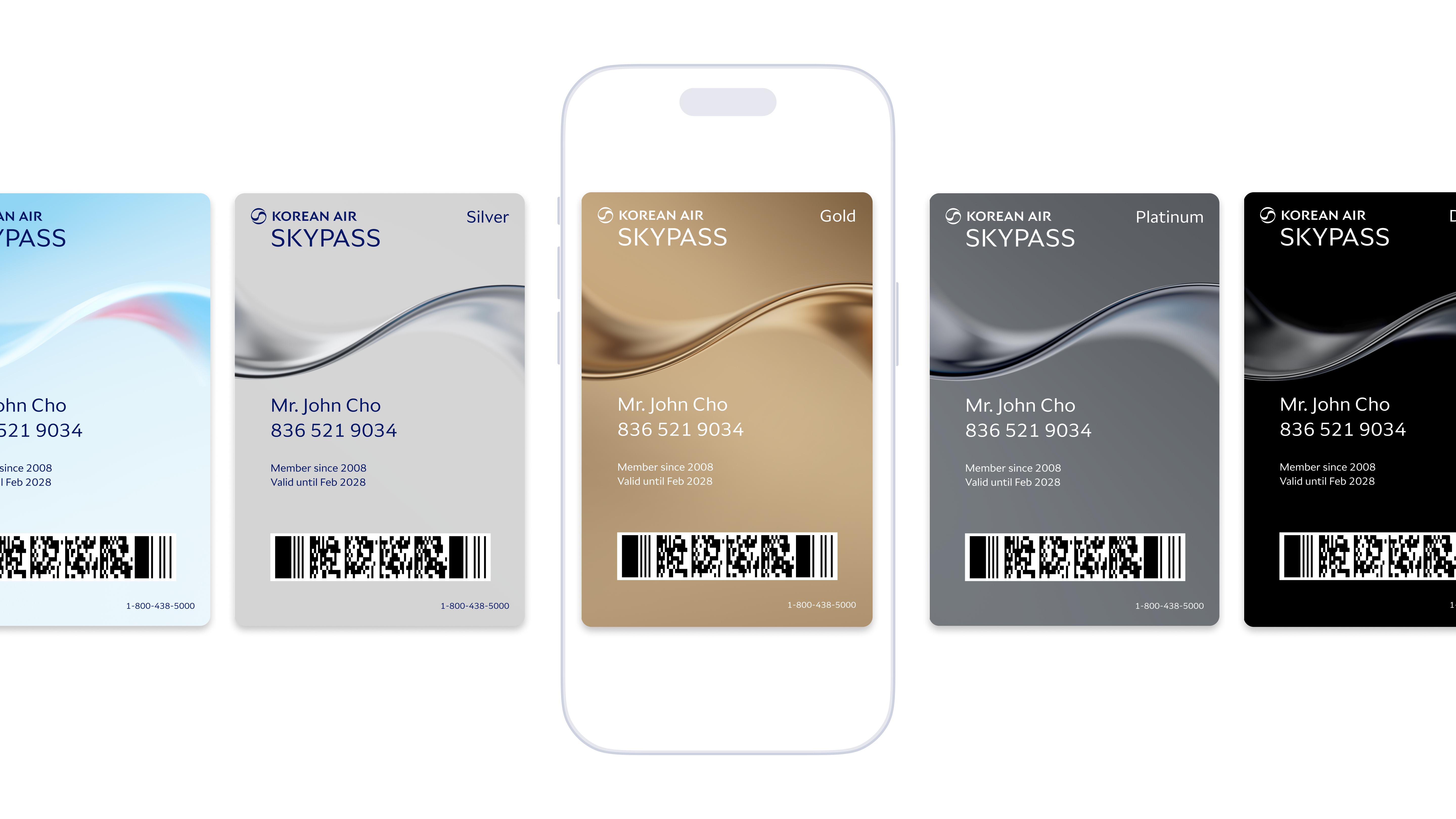 Korean Air Sans in a mobile boarding pass mock-up